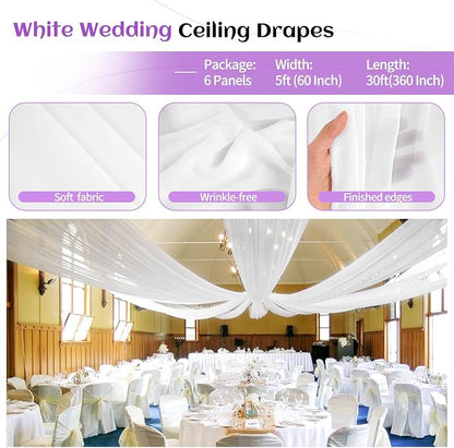 6 Panel White Wedding Drapes - Image 4