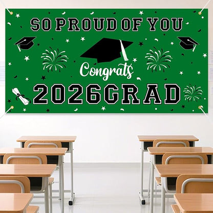 Graduation Decorations 2026 Green Graduation Banner 66.1" x 33.8" Graduation - Image 3