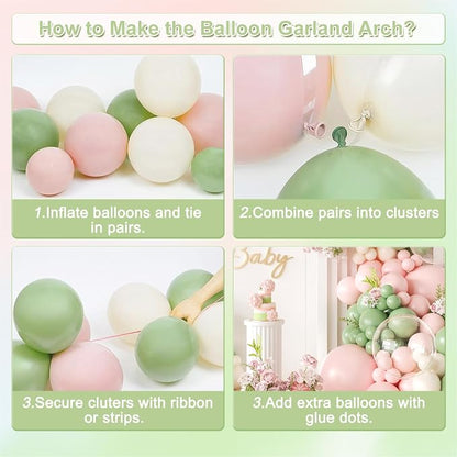 Sage Green Pink Balloon Arch kit - Image 4