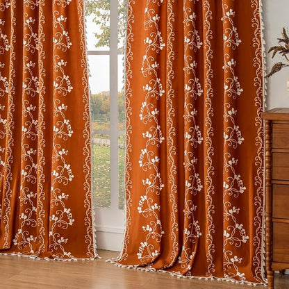 Boho Terracotta Curtains Farmhouse Curtains by F-CHU