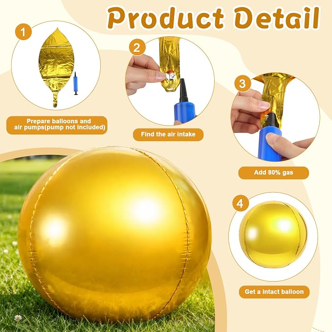 6 Pcs Giant Metallic Party Balloons, Birthday Wedding Baby Shower Christmas - Image 5