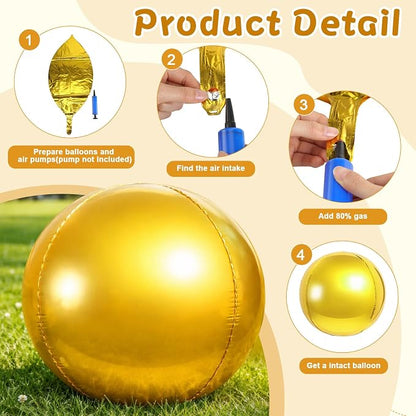 6 Pcs Giant Metallic Party Balloons, Birthday Wedding Baby Shower Christmas - Image 5