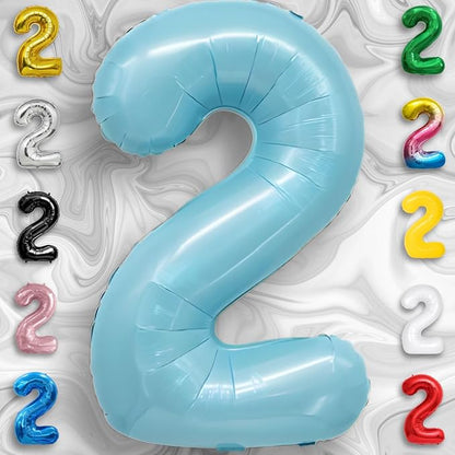 Candy Blue Number Balloon 2 Mylar Foil Balloons 32 inch - Image 3
