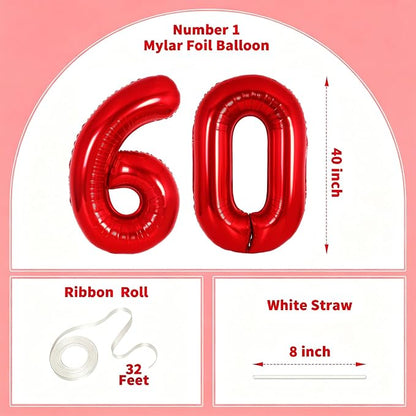 Number Balloons Red Party Balloon - Image 2