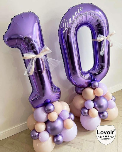 Purple 14 Number Balloons, 40 Inch Giant Number 14 Balloons Foil Mylar Helium - Image 7
