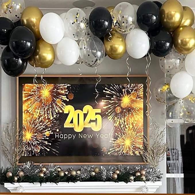 Black White Gold Balloons Set - Image 2