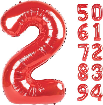 Red 2 Balloon - Number Balloon 40 Inch, 2nd Red Birthday Decorations | Large by IWERP