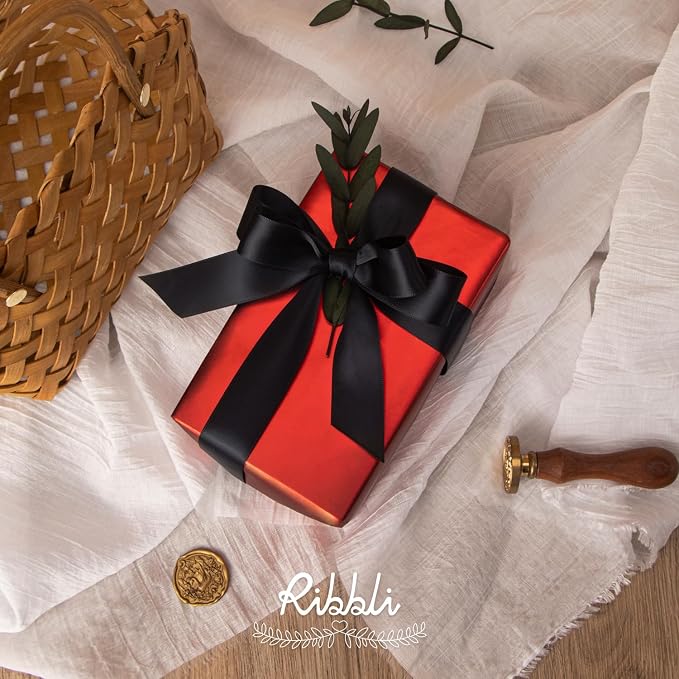 Ribbli Double Faced Black Satin Ribbon, 1” x Continuous 25 Yards, Use - Image 3