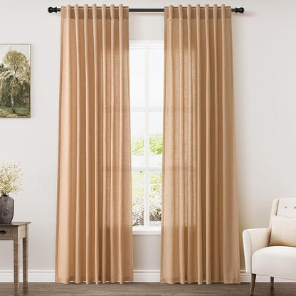 Camel Linen Curtains 80 Inches Long by Nanspring