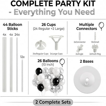 Balloon Column Stand Kit, 2 Sets of Assorted Rainbow Balloon Tower Pillar - Image 2
