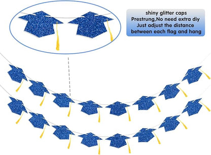 Graduation Decorations Class of 2026 Blue Graduation Cap Banner - Image 3