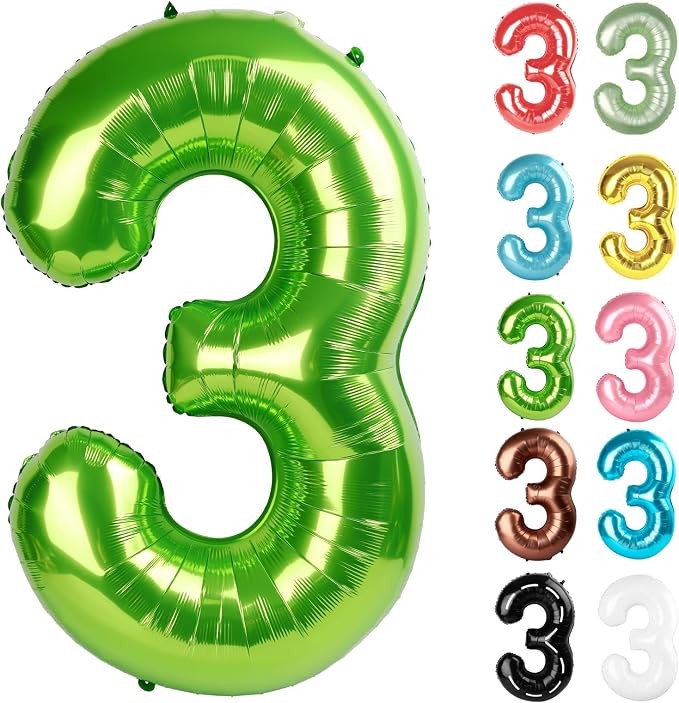Light Green Number 3 Balloon 40 Inch by IWERP