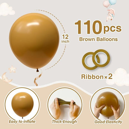 110pcs Brown Balloons 12 Inch Latex Balloon Arch Kit - Image 2