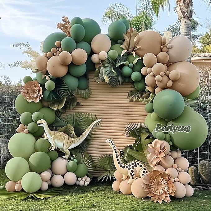 Sage Green Brown Balloon Arch Kit Double Stuffed Dusty Olive Green Tan White - Image 6
