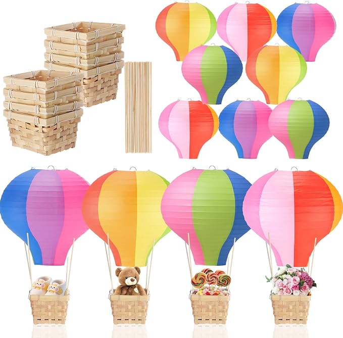 Meooeck 8 Sets Hot Air Balloon Tables Centerpieces, Rainbow Colors | Classroom by Meooeck