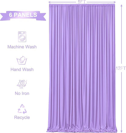 6 Panels Lavender Backdrop Curtains - Image 6