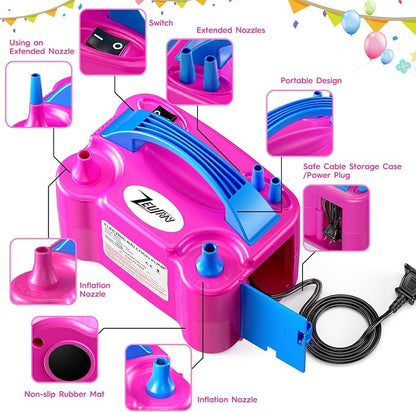 Balloon Pump Electric, Portable Balloon Inflator, Dual Nozzle 110v 600w - Image 7