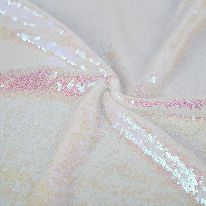 JYFLZQ White Iridescent Sequin Backdrop Curtains 7ft x 7ft 1 Panel Glitter - Image 4