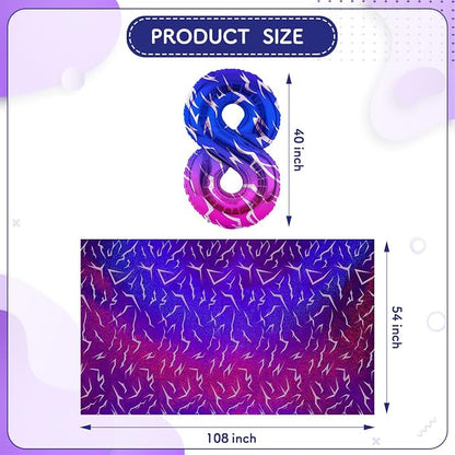 2pcs Purple Demon 54''x108'' Birthday Tablecloth and 40 Inches Number 8 Hunters - Image 2
