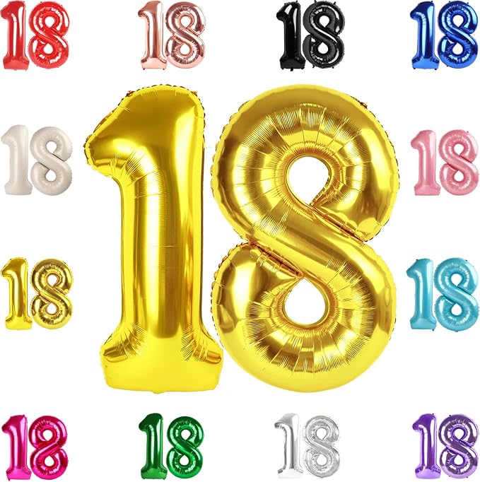 Gold Number 18 Balloon 40 Inch by IWERP