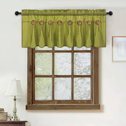 Farmhouse Valance Curtains, Boho Cotton Linen Kitchen Valance, Fresh Green - Image 2