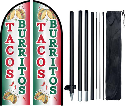 1PC Double Sided Tacos Burritos Feather Flag by WOANIXY---ProfessionalCustomFeatherFlagCustomBanner