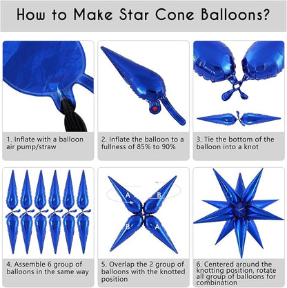 72 Pcs Star Balloons Foil Explosion Balloons Magic 12 Point Star Cone Balloon - Image 7