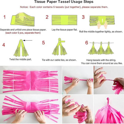 We Moment Blue Green Purple Tissue Paper Tassels Party Tassel Garland Banner - Image 6
