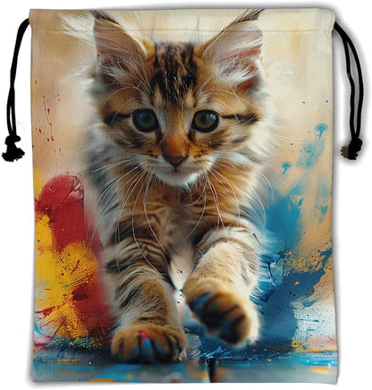 Giwawa Oil Painting Gymnastics Grip Bag Lovely Cat Women Athlete Gym String Bag by Giwawa