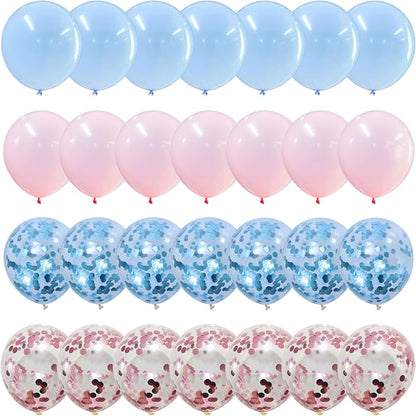 Pink and Blue Balloons Set, 35 Pack Pastel Pale Blue Pink Confetti Latex - Image 7