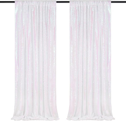 White Iridescent Sequin Backdrop 2 Panels 2FTx8FT Unicorn Backdrop | Glitter by QueenDream