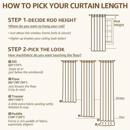 jinchan Taupe Floral Linen Curtains 96 Inch Farmhouse Back Tab 2 Panels | - Image 9