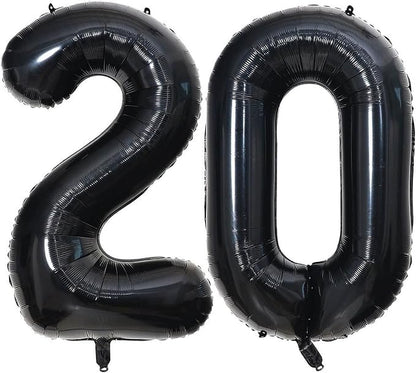 40 Inch Black 20 Number Balloons Giant 20 Balloons Black Birthday Balloons 20th by LHOAVWE