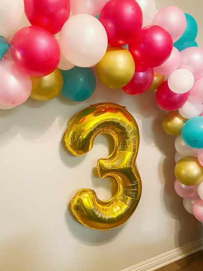 5 Balloon Numbers Birthday Decorations, 40In Gold Balloons - Image 3