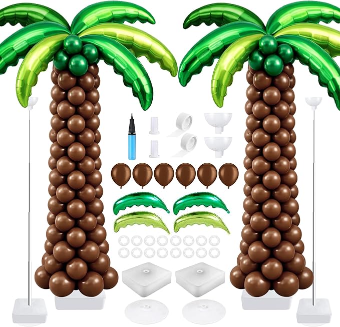 132 Pcs Palm Tree Balloon Column Stand Kit 6.5 Ft by Hauwellter