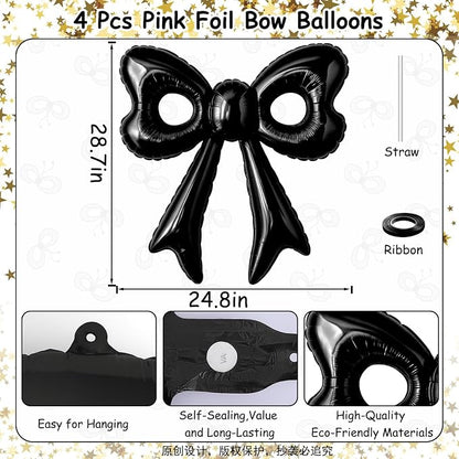 4 Pcs Black Bow Balloons, 31”Huge Bow Aluminum Foil Balloons - Image 6