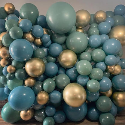 Dusty Blue and Green Balloons, 12 Inch Balloon Set - Image 6
