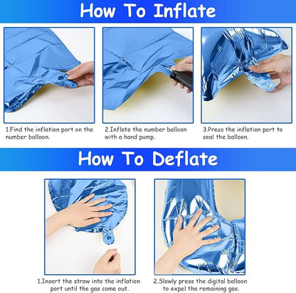 Blue Balloon Number 0, 40 Inch Large Self Inflating Foil Number Balloons 0-9 - Image 7