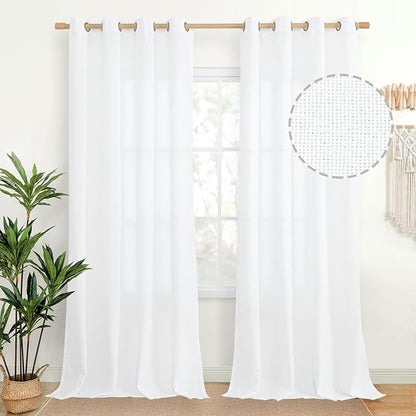 YoungsTex Extra Long White Linen Curtains 95 inches Length by YoungsTex