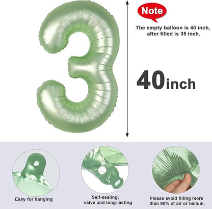 40 Inch Number 3 Balloon, Olive Green Birthday Decorations - Image 5