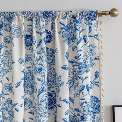 F-CHU Bohemian Curtains for Bedroom 63 Inch Length French Country Floral Drapes - Image 3