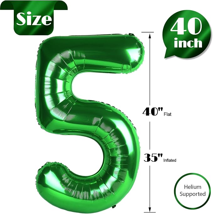 Green Number 5 Balloon 40 Inch - Image 5