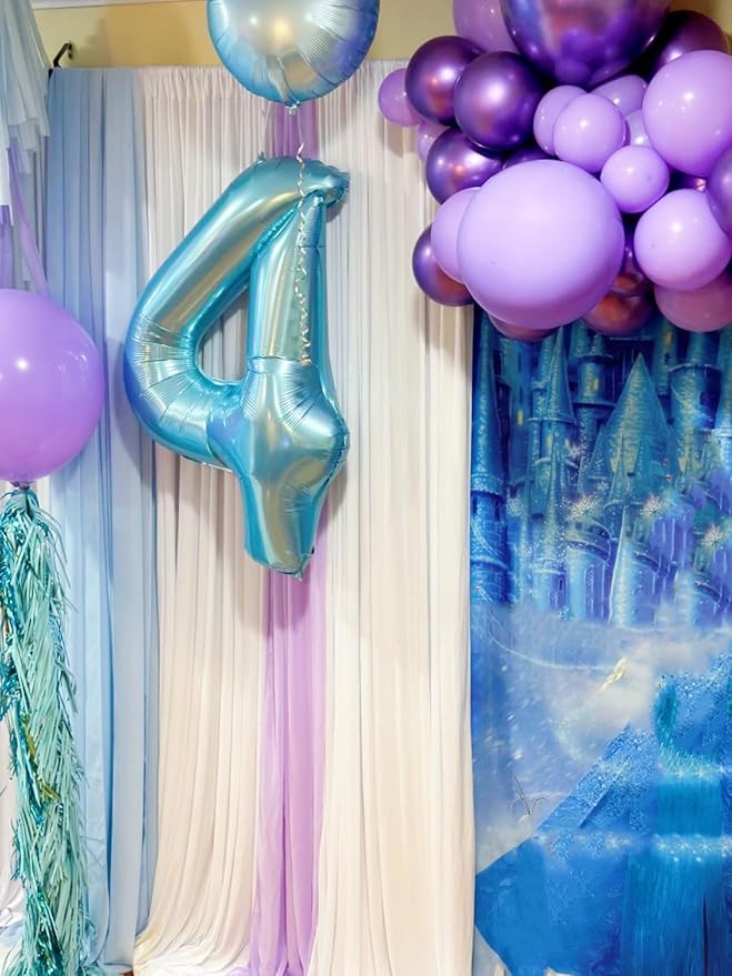 4 Balloon Number 40 Inch Pastel Blue Balloons - Image 2