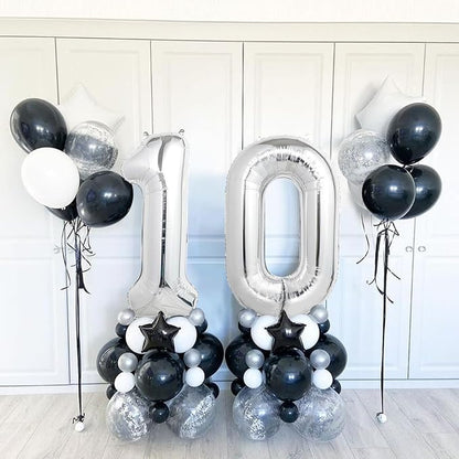 Number Balloons Silver Party Balloon - Image 4