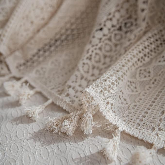 Sutuo Home Boho Curtains Crochet Lace Sheer Bohemian Stylish - Image 6