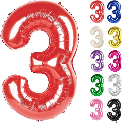 Red Number 3 Balloon 40 Inch by IWERP