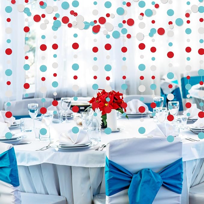 Outus 10 Pieces Colorful Circle Garland Banner Hanging Paper Dot Decorations - Image 4