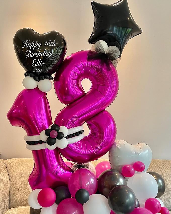 40 Inch Hot Pink 18 Number Balloons Giant 18 Balloons Hot Pink Birthday 18 - Image 4