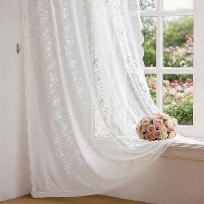 Anmao Vintage Lace Sheer Curtains 63 Inches Long - Image 8