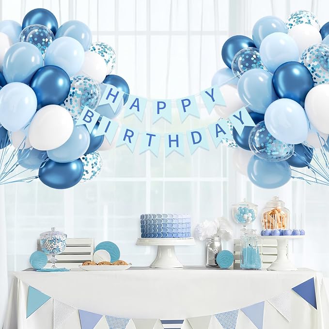 60pcs Blue and White Balloons 12inch - Image 8